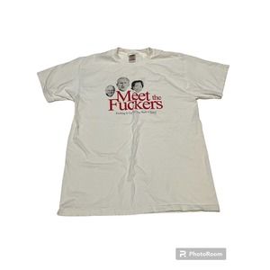 Vintage Meet The Fockers Political Parody Shirt George Bush Don't Panic 2005 VTG